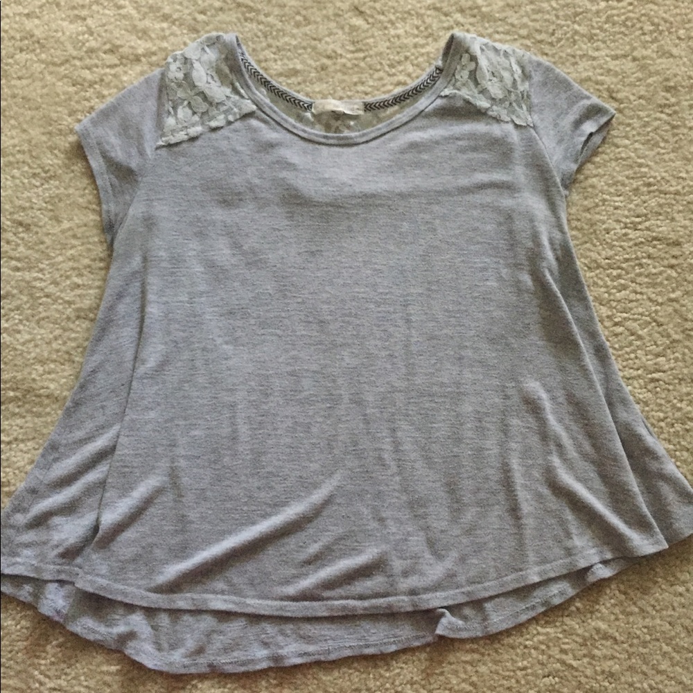 Gray Shirt w/ White Lace on Top